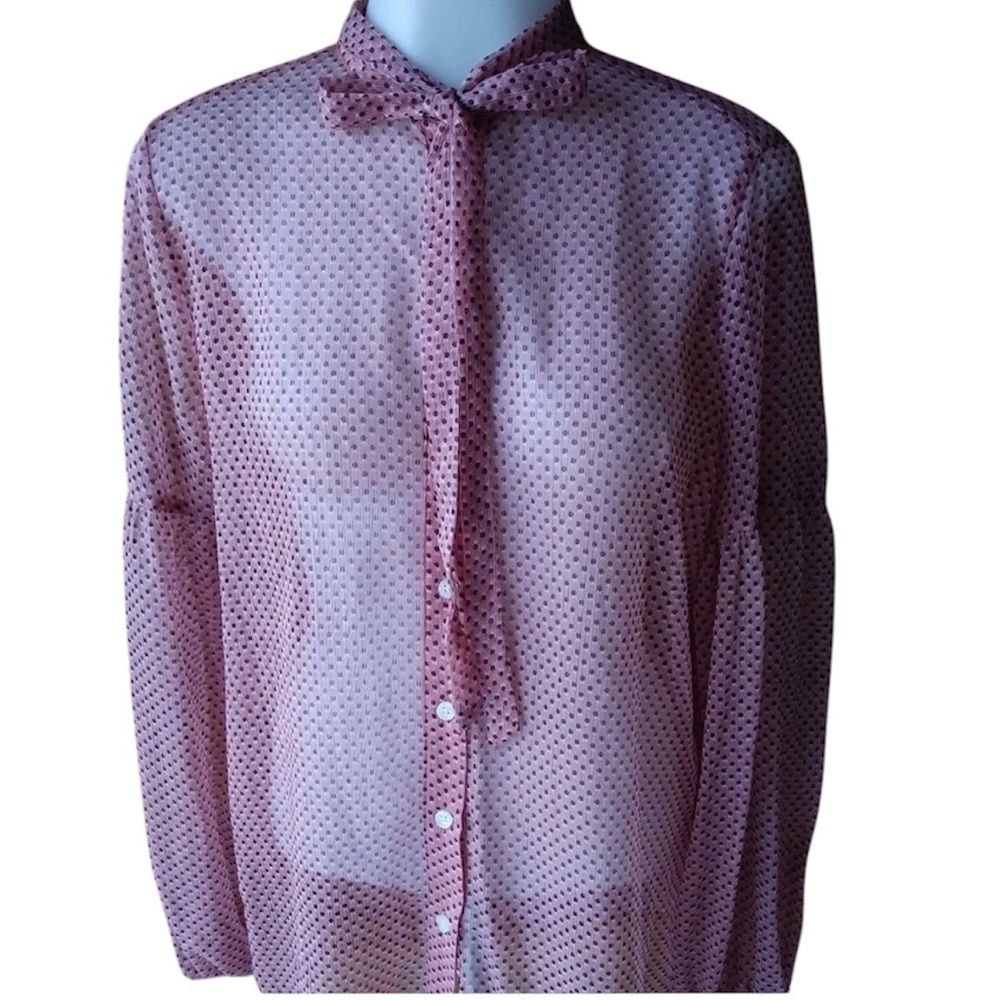 🛑LAST CHANCE🛑WHO WHAT WEAR Sheer Button Down Blouse with Tie